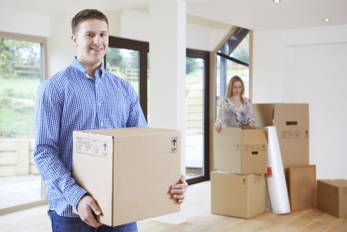 Packing boxes into a mobile self storage container in Noakhill