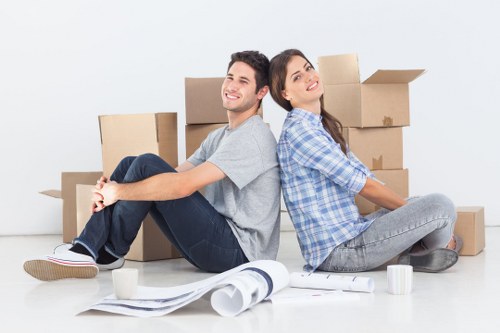 Packed moving boxes ready for house removals in Noakhill
