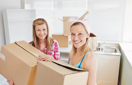Organized boxes and furniture prepared for household storage in Noakhill