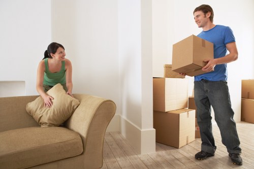 Furniture and boxes being moved with a man and van service